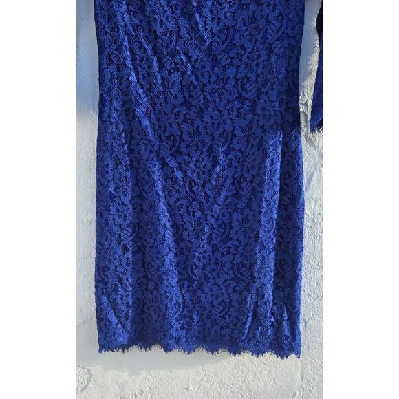 Diane Von Furstenberg Dress 4 DVF Navy Blue Lace Zarita 3/4 Sleeve Mini Back Zip - Picture 5 of 16